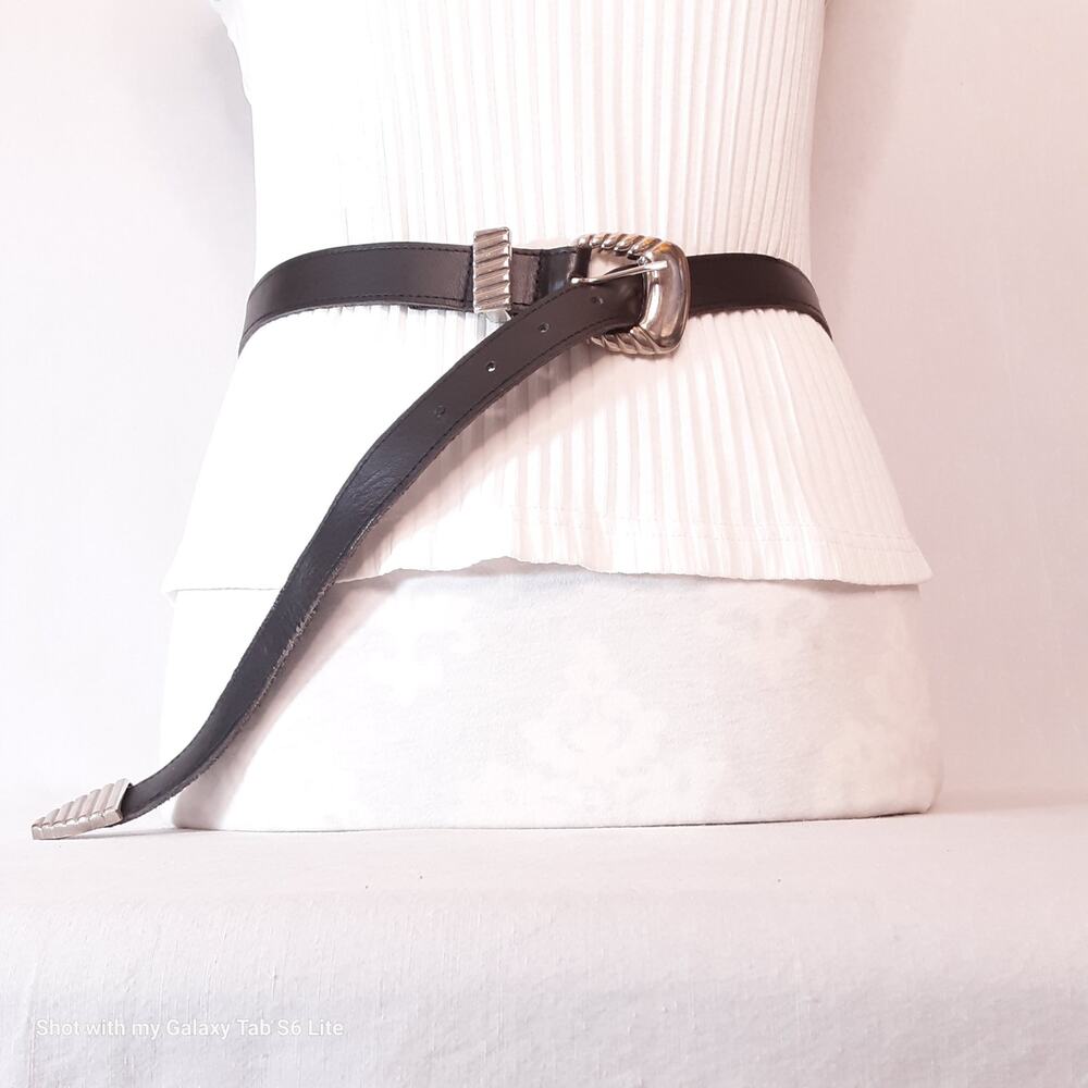 💎Coast Southwestern Style Belt Womens Medium Black Faux Leather Made In USA